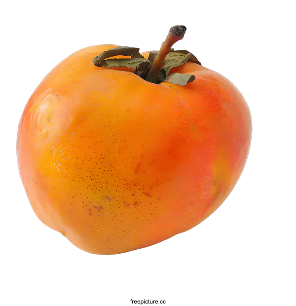 [Transparent Background PNG]Fresh Ripe Persimmon Fruit Isolated on White Background