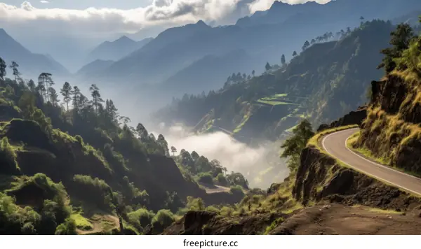 Curvy Mountain Road in Guatemala