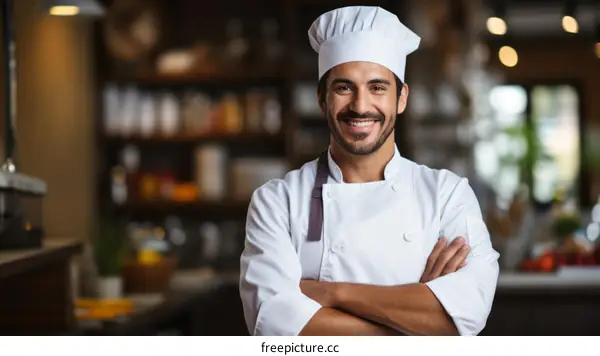 Portrait of a happy chef in a commercial kitchen