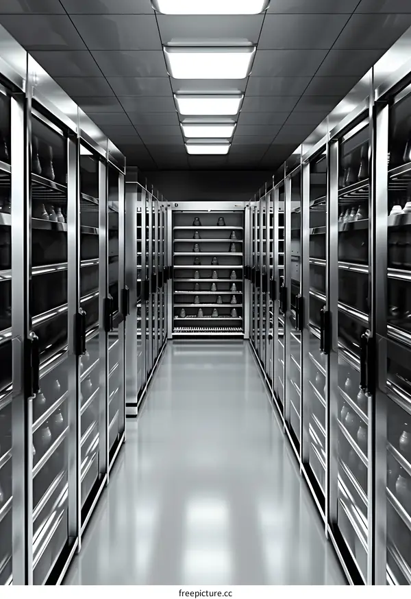 Stainless Steel Storage Units In A Modern Facility