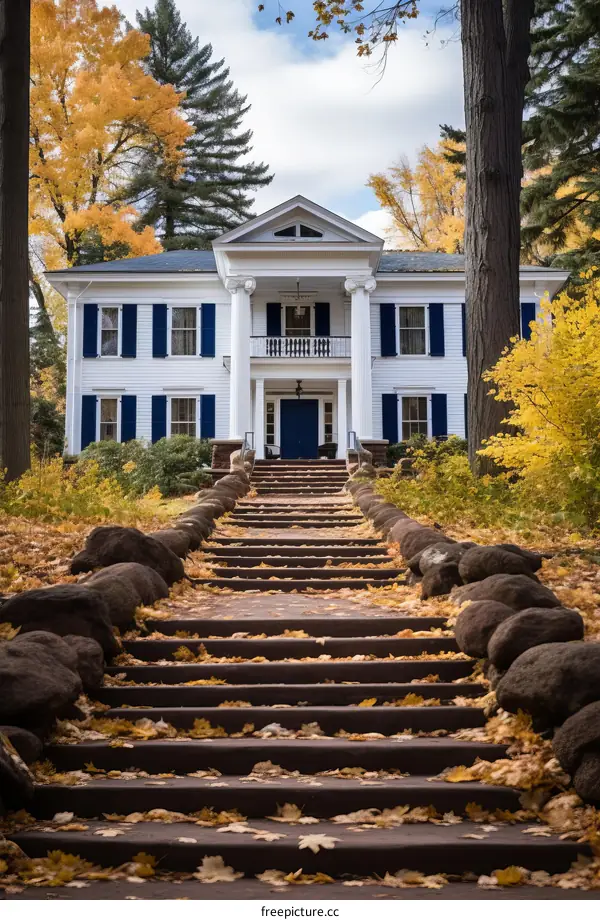 An Autumn Walkway to a Beautiful Home