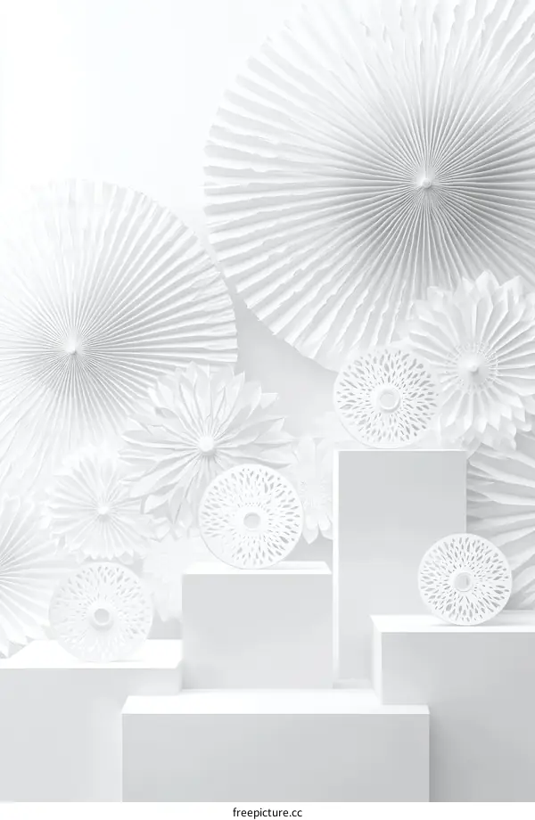 White Paper Fan Display and Podiums