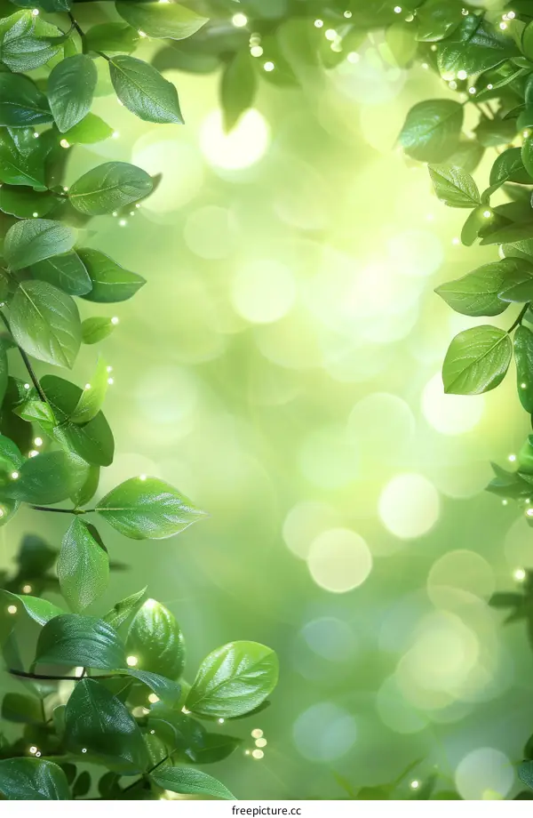 Green leaves and dew in the forest