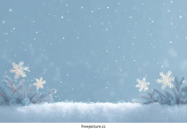 Winter Snow Scene with Decorative Snowflakes