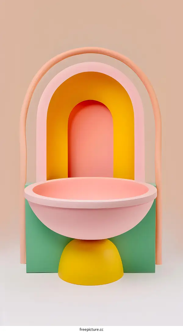 Abstract Geometric Shapes With Pink, Yellow, And Green Colors