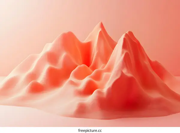 Abstract 3D Mountain Landscape Illustration in Peach Color