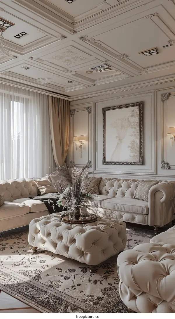 Elegant Cream and Brown Living Room Interior Design