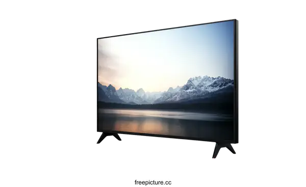 [Transparent Background PNG]Modern Flat Screen TV with Scenic Landscape Display