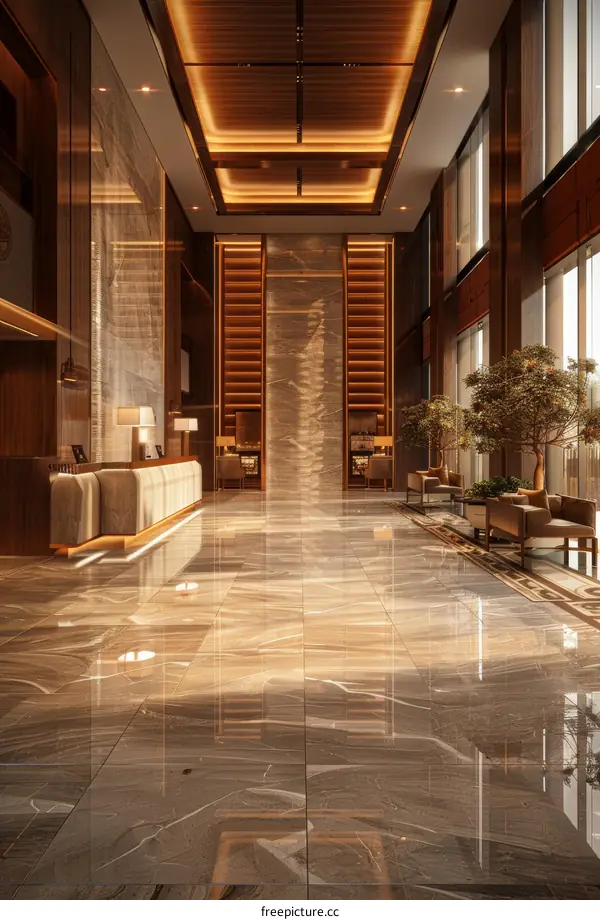 Modern Hotel Lobby Interior Design Illustration