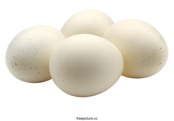 [Transparent Background PNG]Four fresh white eggs on white background