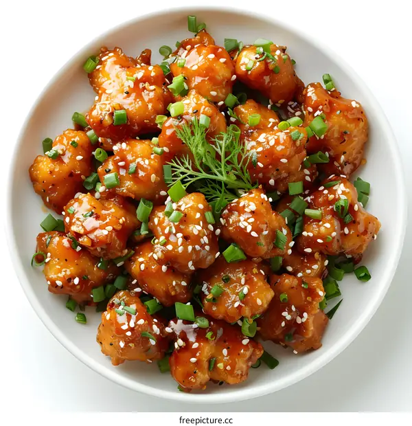 Fried chicken with sesame seeds and green onions
