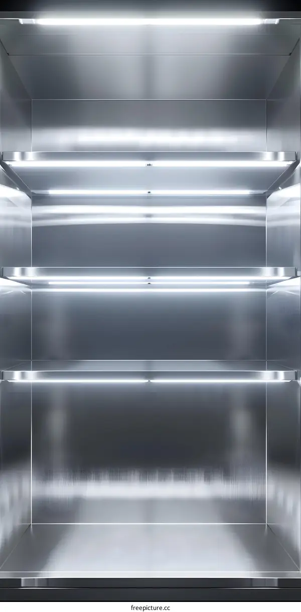 Stainless Steel Empty Display Cabinet With White Lights