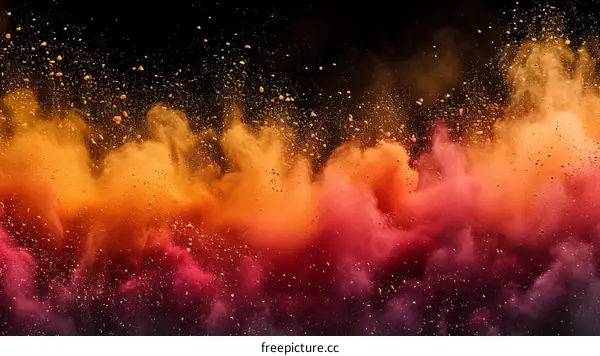 Multicolor powder explosion on black background