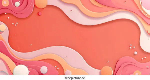 Abstract Orange Pink and White 3D Paper Cut Background