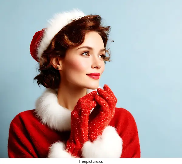 Beautiful Woman in Christmas Outfit