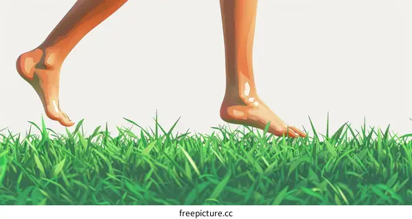 Walking Barefoot on Fresh Green Grass