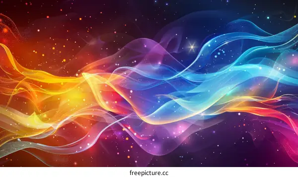 Abstract Colorful Flowing Lines in Space