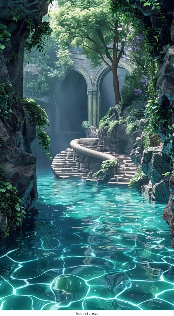 Stairway Through Rock to Fantasy Temple