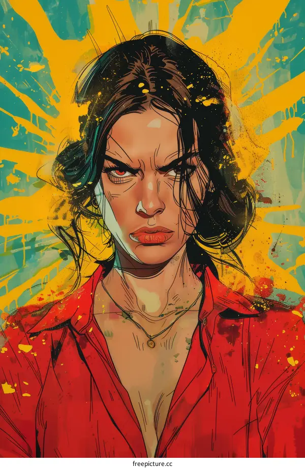 portrait of a woman in red shirt