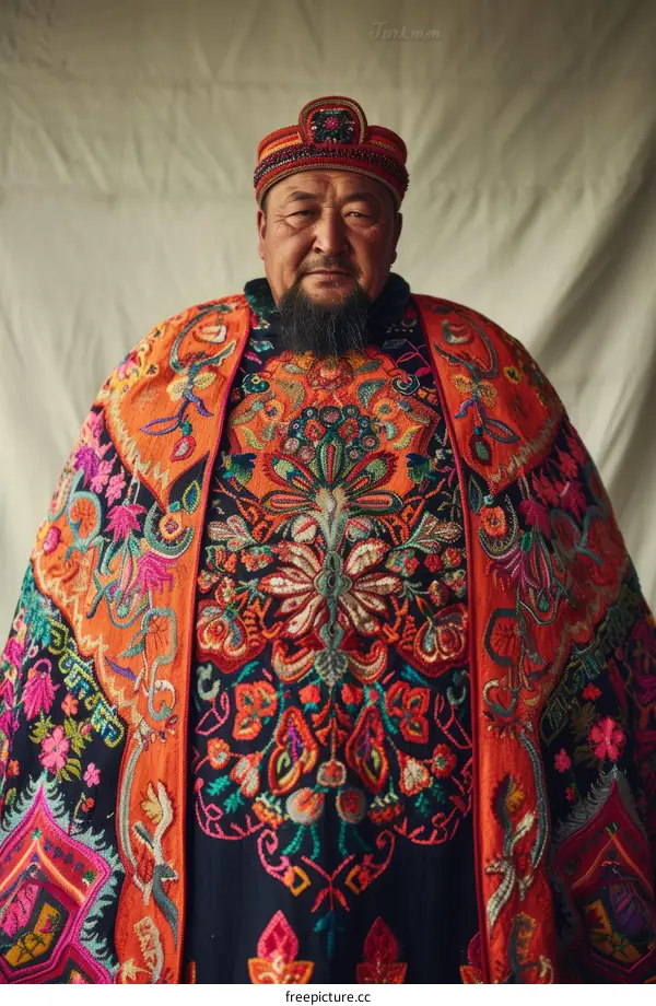 Uyghur man in traditional Uyghur clothing