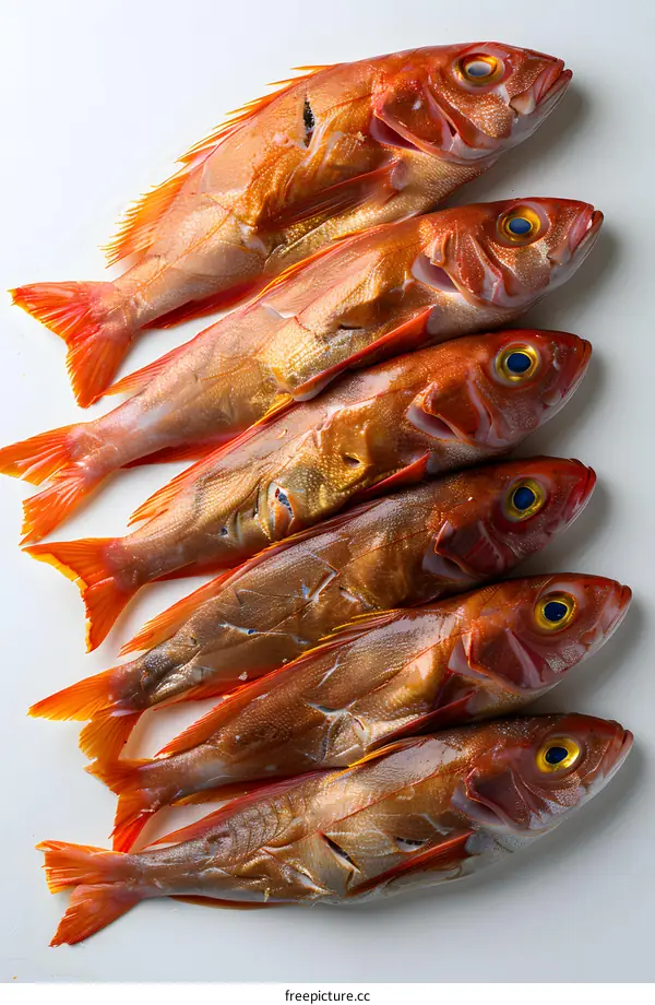 Fresh Redfish on White Background