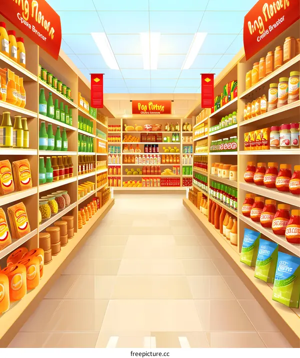 Supermarket Grocery Store Aisle Illustration