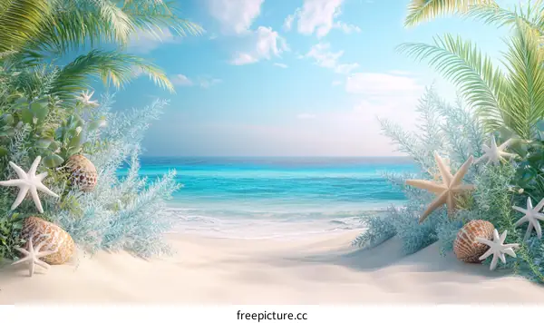 Tropical Beach Scene Illustration