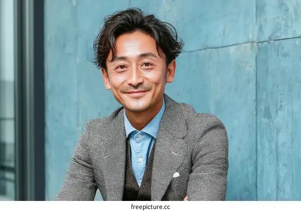 Smiling Asian Man in Business Outfit