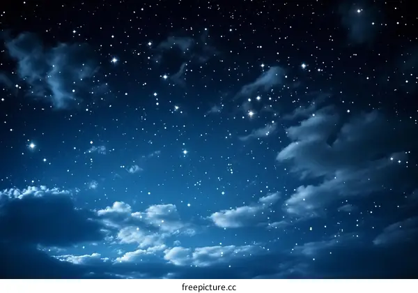 Starry Night Sky with Clouds