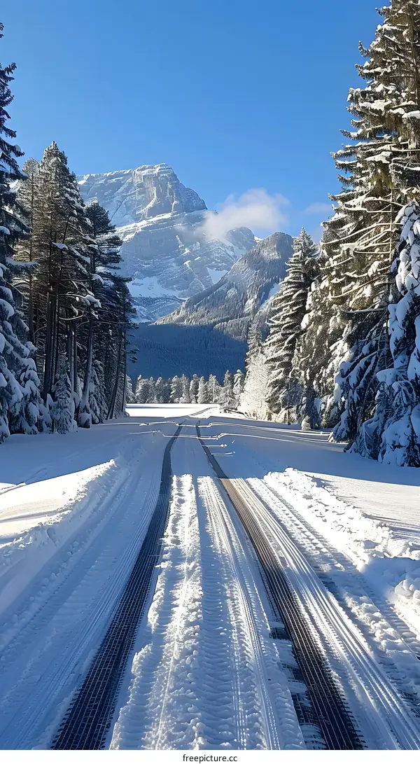 Scenery of snow-covered trees and mountains in winter