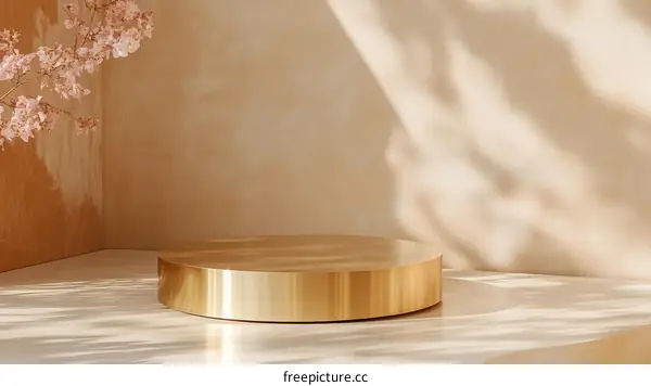 Golden Product Display Stand with Natural Light