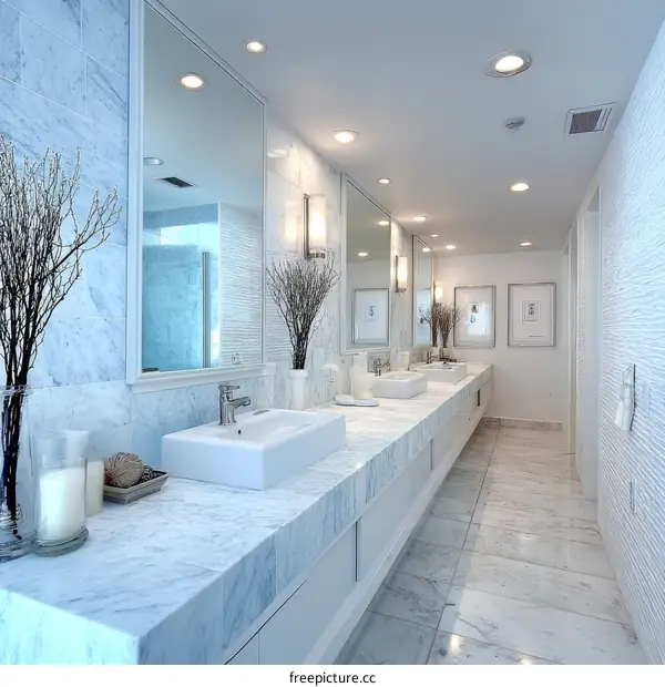 Modern Light and Airy Marble Bathroom Vanity