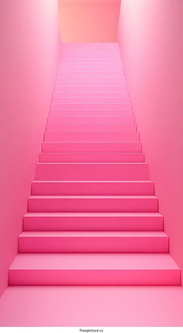 Pink Staircase Interior Design Illustration