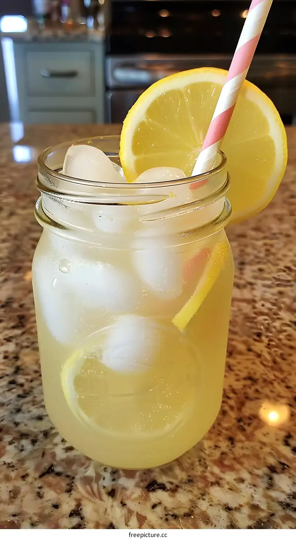 Refreshing Lemonade With Ice and Lemon Slice