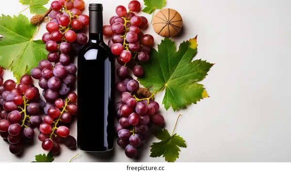 Autumn Still Life: Red Wine and Leaves