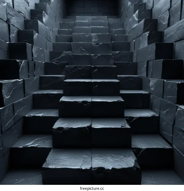 Dark Stone Steps Leading Upward