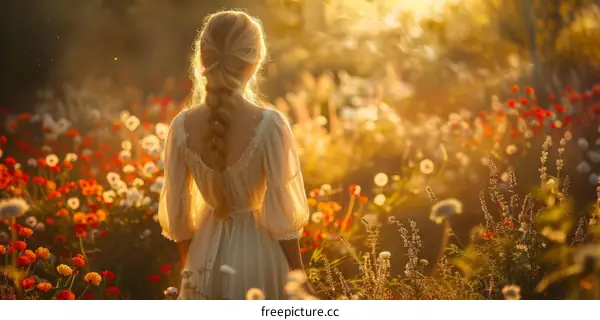 girl in a field of flowers