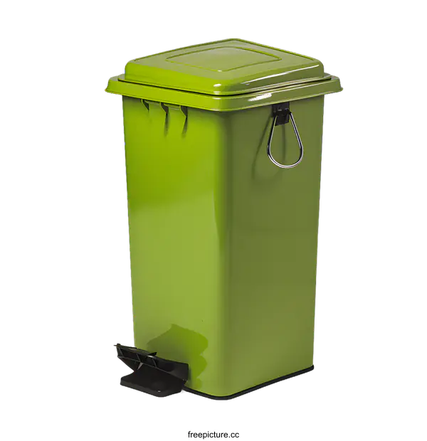 [Transparent Background PNG]Green Step Trash Can With Lid