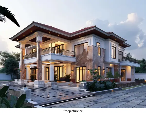 Luxury Mansion Exterior Design with Modern Elegance