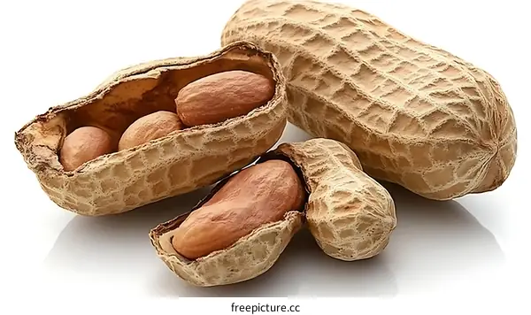 Close-up of Peanuts in Shells on White Background