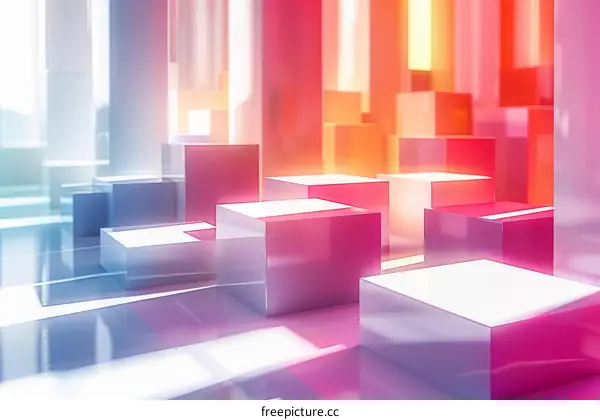Abstract Gradient Blue Pink Cube Background