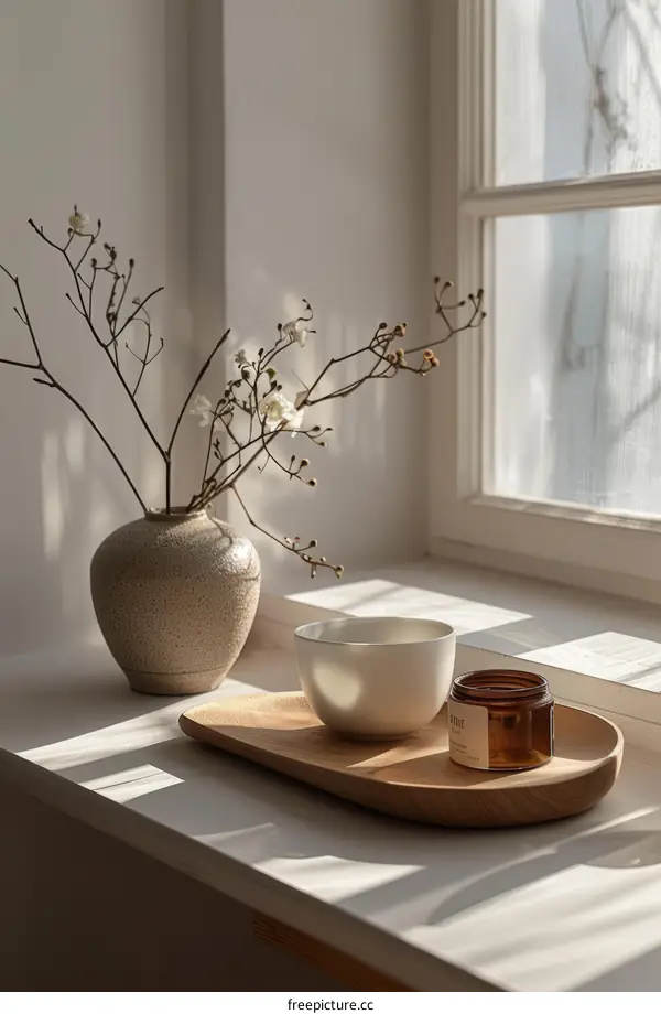 Still life with vase, bowl, and candle