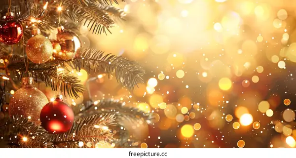 Christmas tree with red and gold ornaments