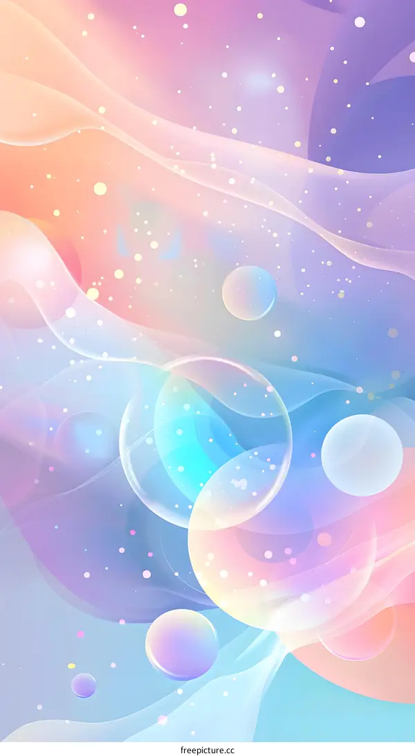 Abstract Pastel Color Background with Bubbles and Glow