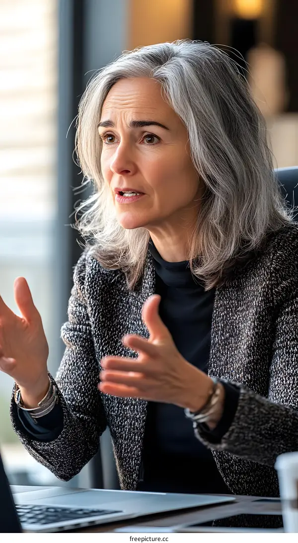 Businesswoman Talking with Passion During a Meeting