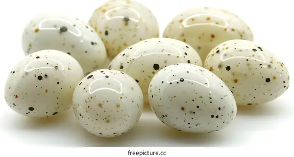 White Speckled Easter Eggs Isolated on White Background