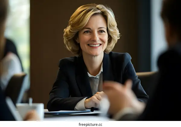 Smiling Businesswoman in a Meeting
