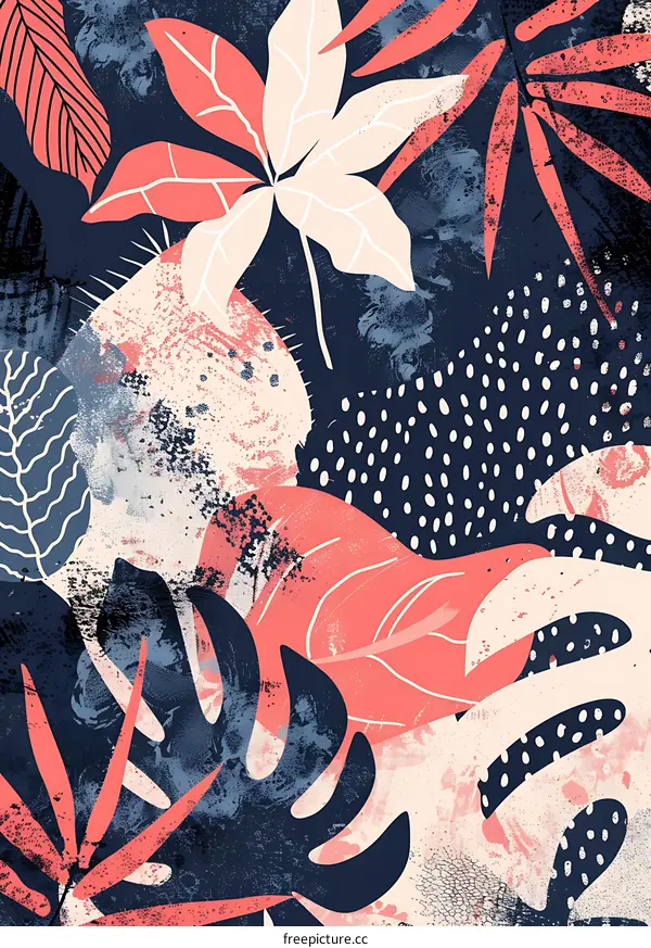 Abstract Tropical Leaves Illustration