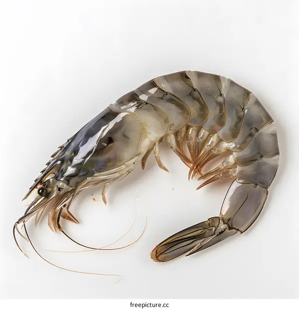 Fresh Raw Shrimp on White Background