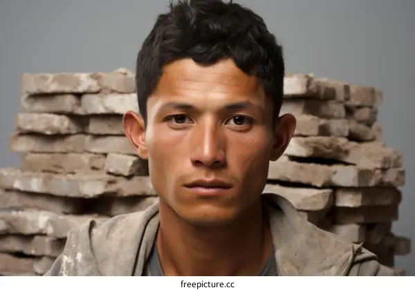 Portrait of a young man with a serious expression on his face